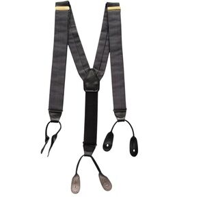 Vintage Black Gray Herringbone Chevron Suspenders CAS West Germany